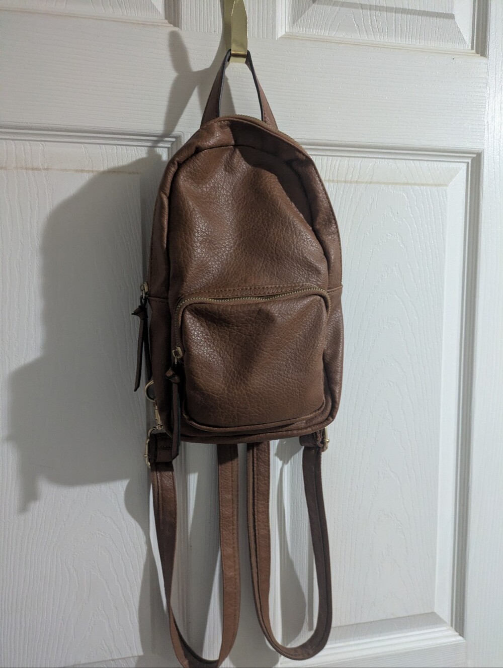 Brown Leather Sling Backpack -